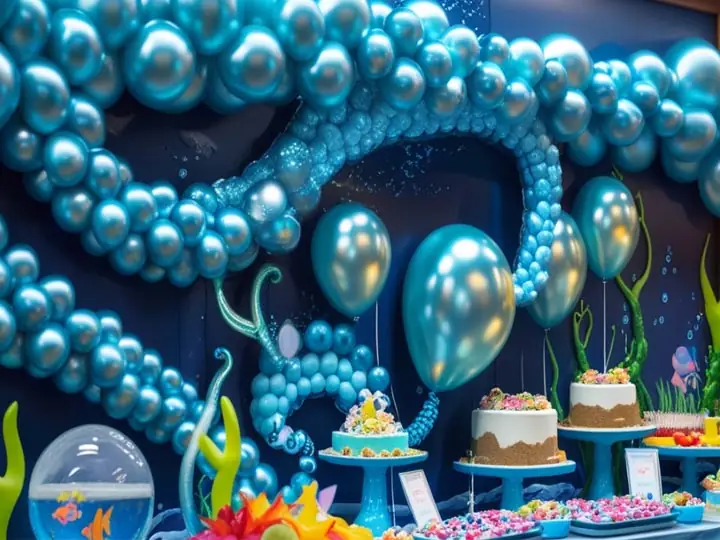 Decoración temática bajo el mar en azul